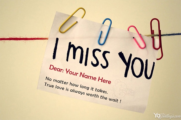 Personalized I Miss You Greeting Card With Name Edit