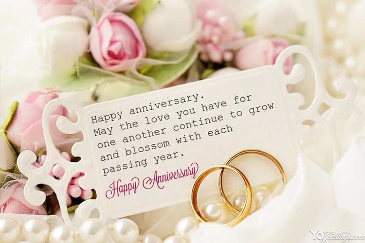 Make Happy Wedding Anniversary Card Images with Rose