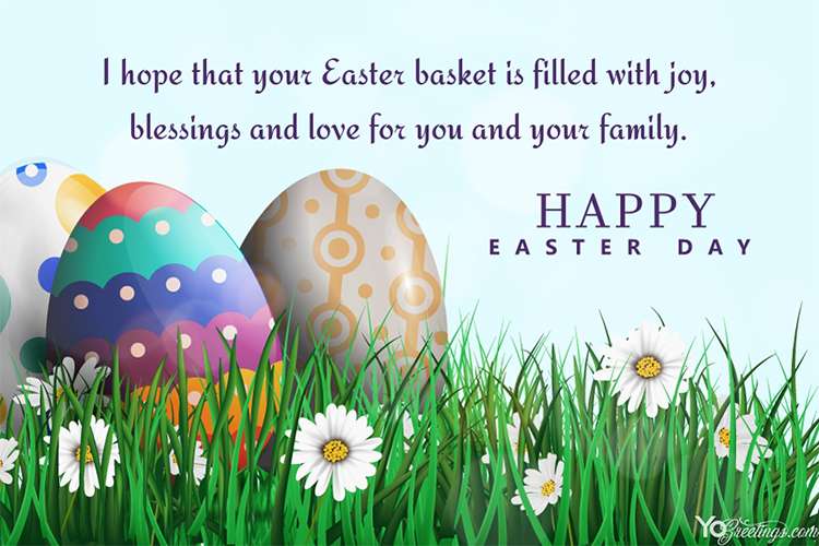 Personalize Easter Greeting Card With Easter Eggs