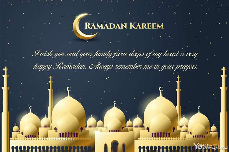 Ramadan Kareem Cards  With Gold Mosque Images