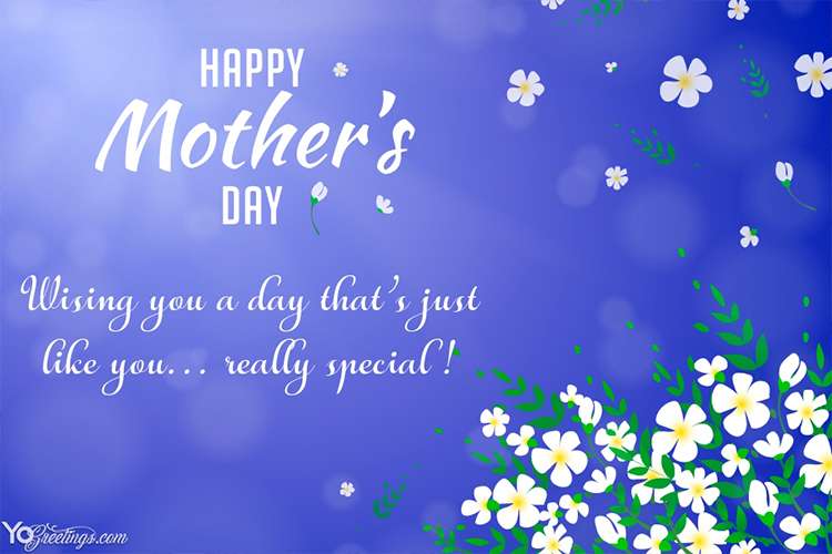 Free Blue Floral Mother's Day Card for Your Best Mom