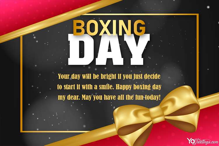 Realistic Boxing Day Greeting Card With Wishes