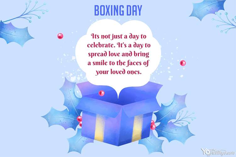 Watercolor Boxing Day Greeting Card With Wishes