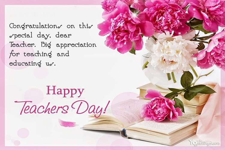 Write Wishes On Beautiful Flower Cards For Teacher's Day