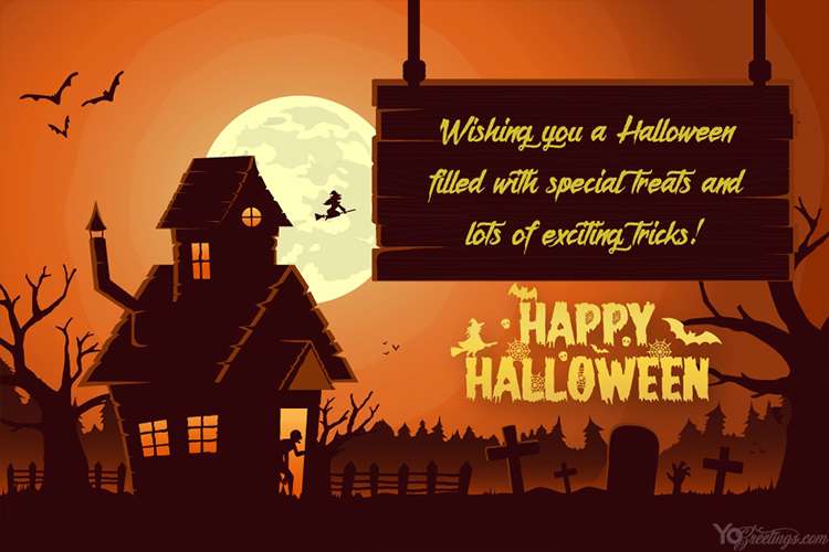 Horror Halloween Card Images With Haunted House