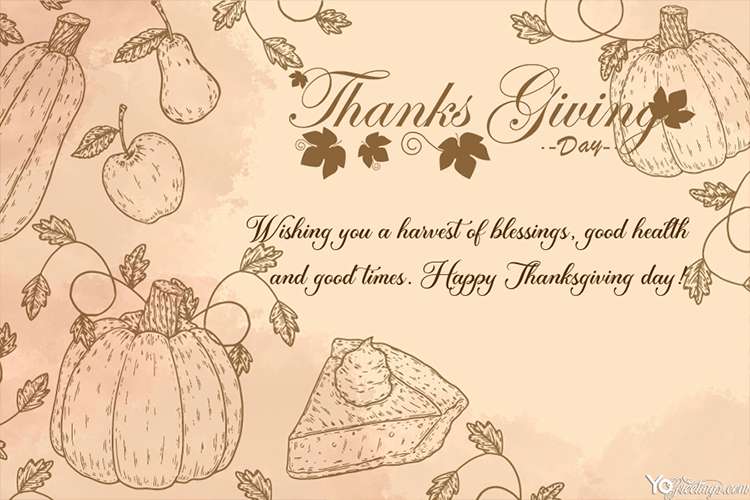 Hand Drawn Thanksgiving Greeting Card Maker Online