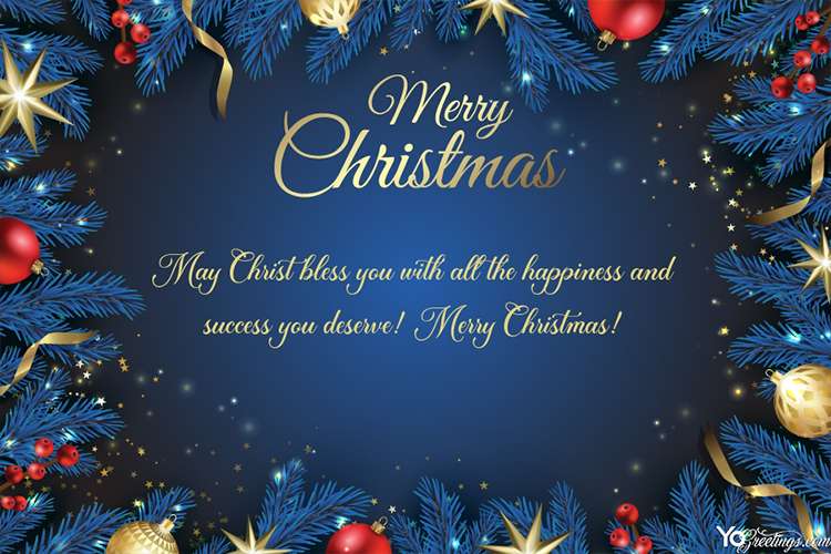 Free Download Merry Christmas Greeting Card With Ornaments