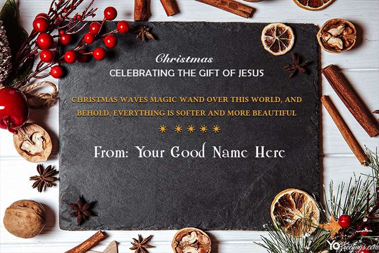 Unique Merry Christmas Wish Card With Name Edit
