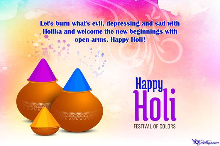 Colorful Happy Holi Indian Festival Greeting Card