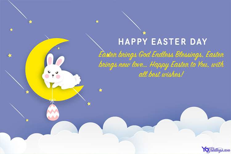 Lovely Easter Day Card With Cute Rabbit