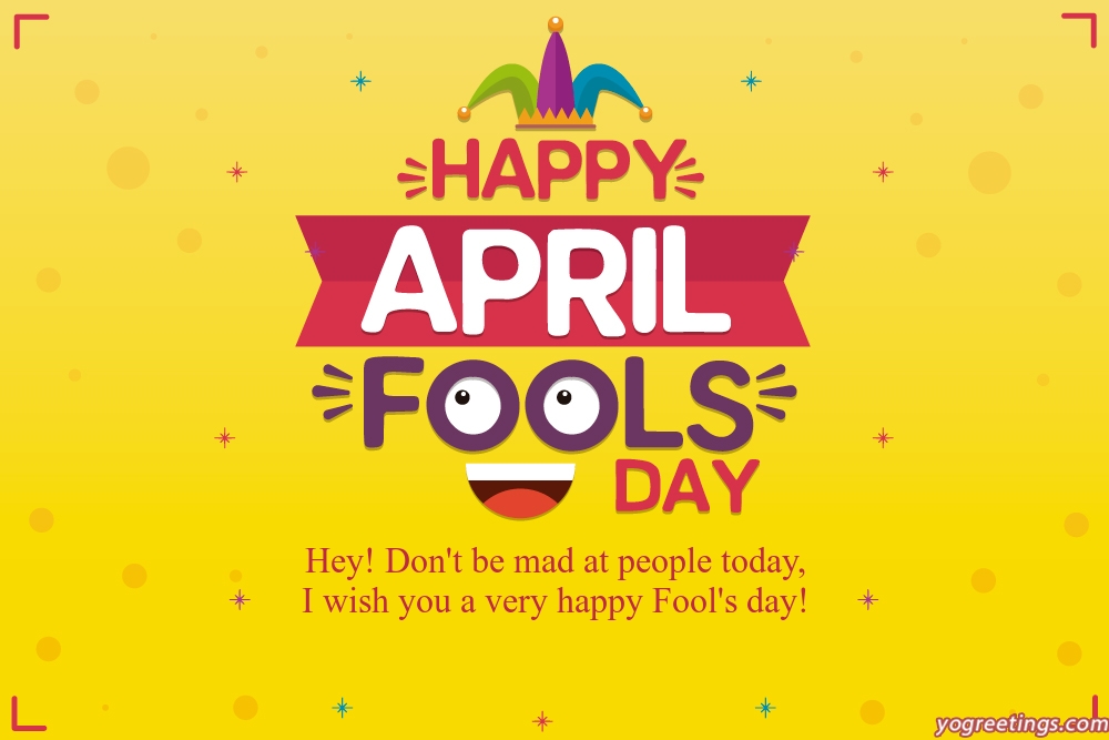 April Fools' Day Greeting Card With Yellow Background