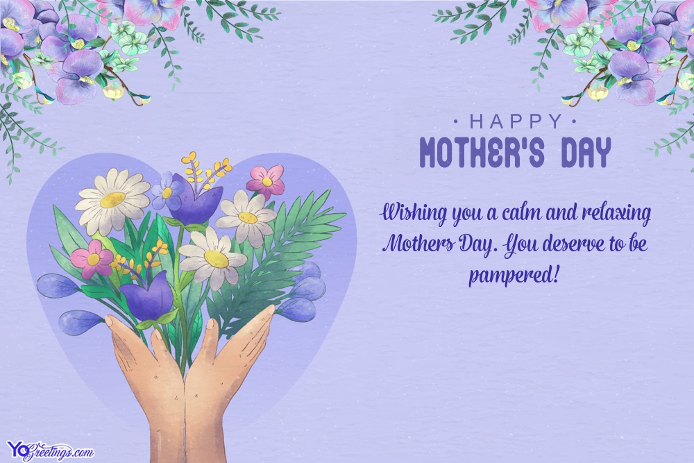 Free Happy Mother's Day Card With Flowers Purple Background