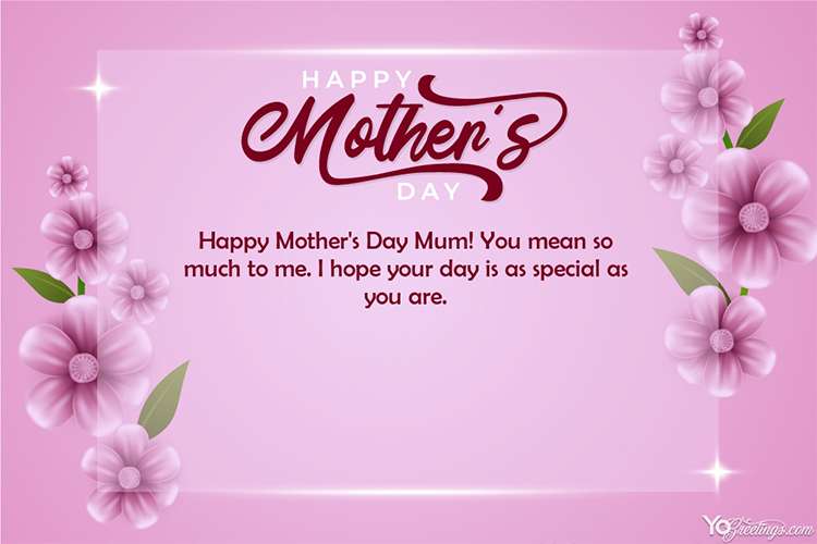 Purple Happy Mother's Day Wishes Card With Flowers