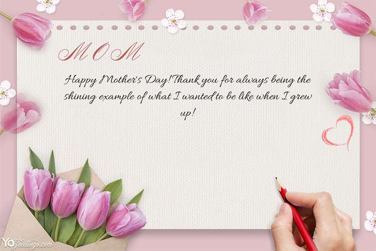 Happy Mother's Day Tulip Card With Name Wishes