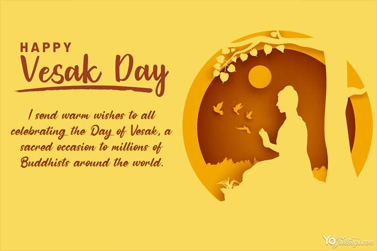 Meaningful Vesak Day Cards With Yellow Background