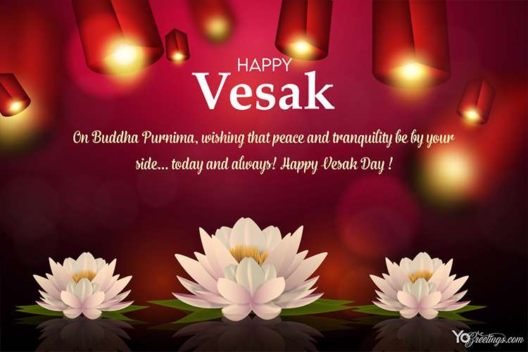 Customize Buddha Vesak Day Cards With Name Wishes