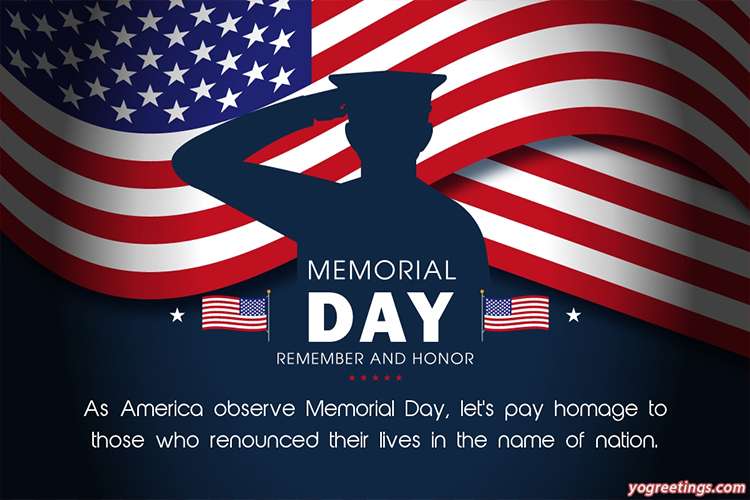 America Memorial Day Greeting Card With Flag