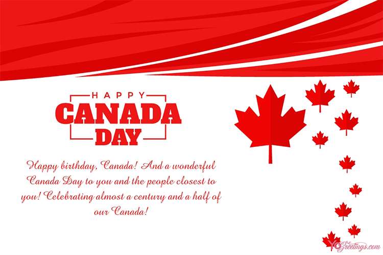 Happy Canada Day Cards With Red Leaves