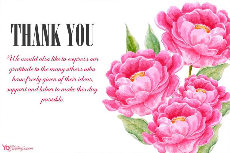Thank You Wedding Cards With Watercolor Flower