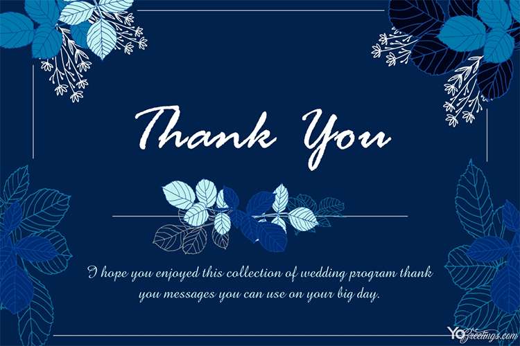 Free Thank You Wedding Card With Blue Floral Background