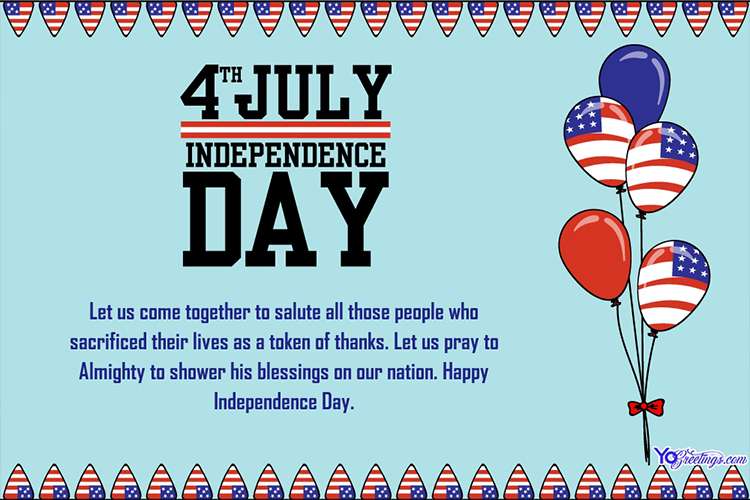 4th July Independence Day Balloons Greeting Cards
