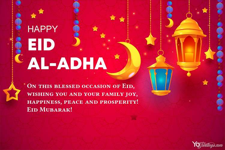 Cartoon Happy Eid ul-Adha Wishes Cards Maker Online
