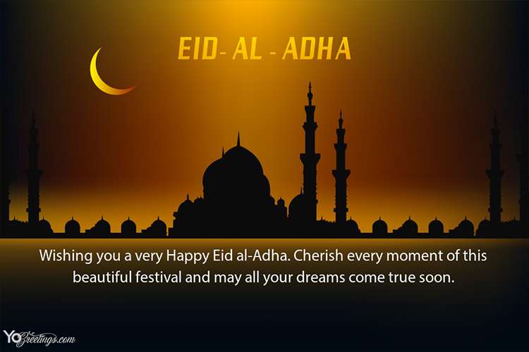 Eid ul-Adha Mubarak Cards With Mosque Background