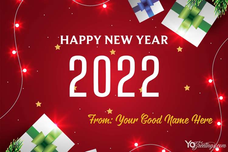 Realistic New Year 2022 Card With Your Name Edit