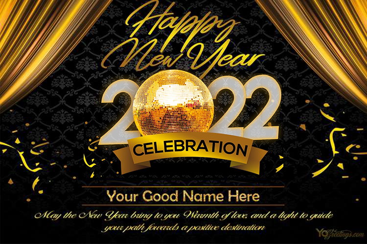 Online New Year 2022 Wishes Card With Name Edit