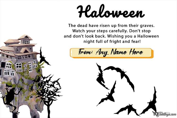 Halloween Card With Spooky Castle With Name
