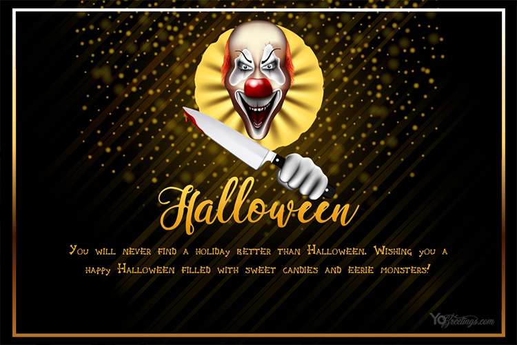 Halloween Greeting Card With Horror Clown