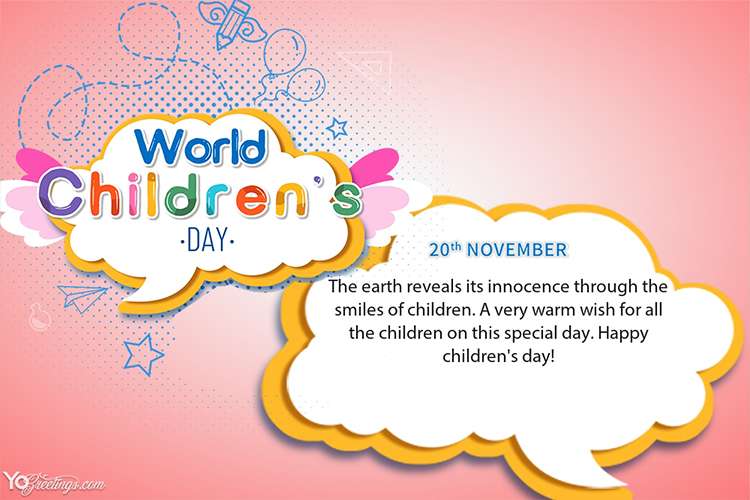 World Children's Day Greeting Card Template With Wishes