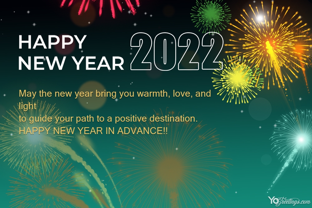 Free Happy New Year 22 Greeting Card With Fireworks