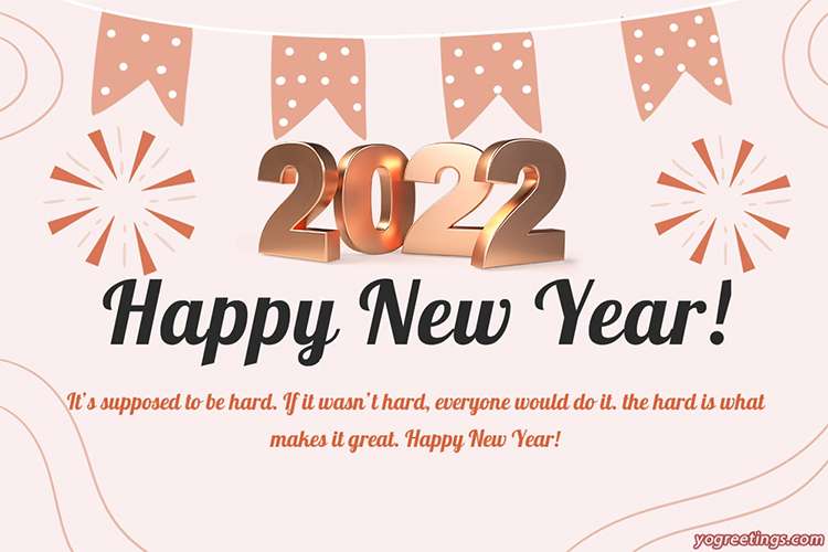 Happy New Year 2022 Greeting Card With Pink Background With Wishes