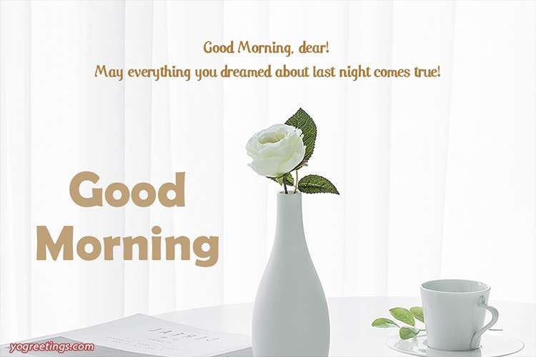 Good Morning Wishes Card With Elegant White Flowers