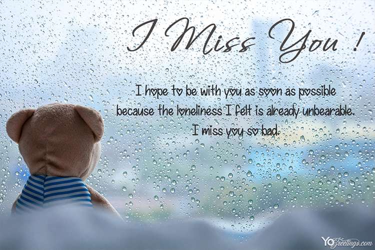 Create a Miss You Card With a Sad Bear With Rainy Mood