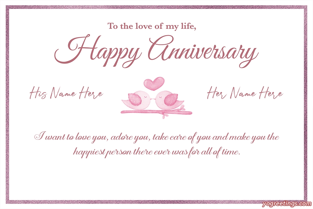 Happy Wedding Anniversary Wishes Card With Name Edit