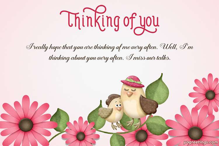 Lovely Bird Thinking of You Card With Wishes