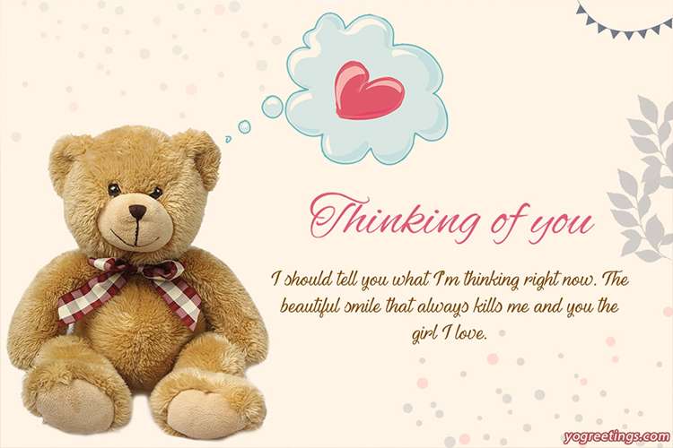 Thinking of You Wishes Card With Teddy Bear