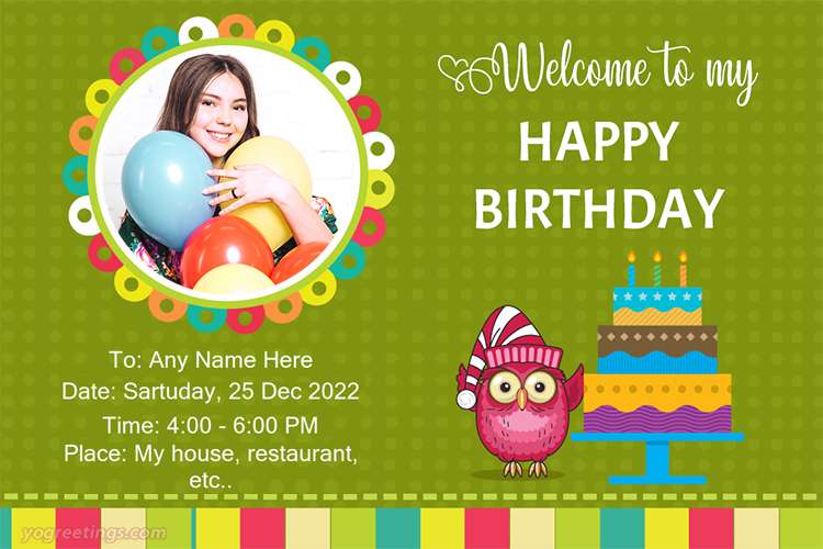 Make Custom Birthday Party Invitation Cards With Photo And Name