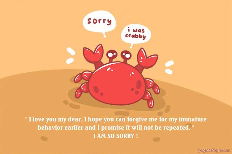 Editable Apology Card With Crab