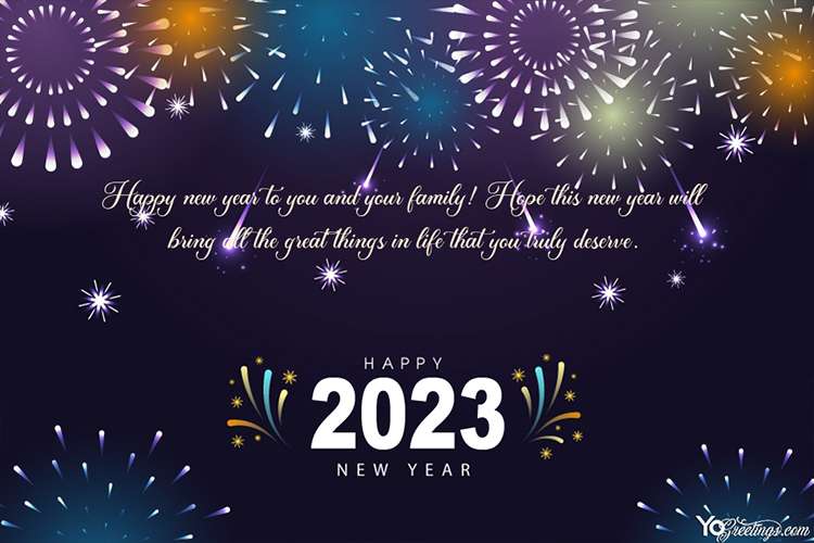 Create Beautiful New Year 2023 Fireworks Greeting Card