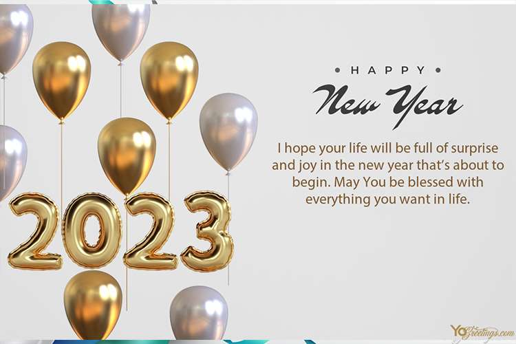 Happy New Year 2023 Card With Balloons