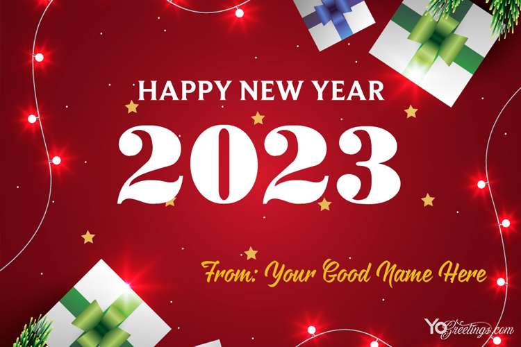 Realistic New Year 2023 Card With Your Name Edit
