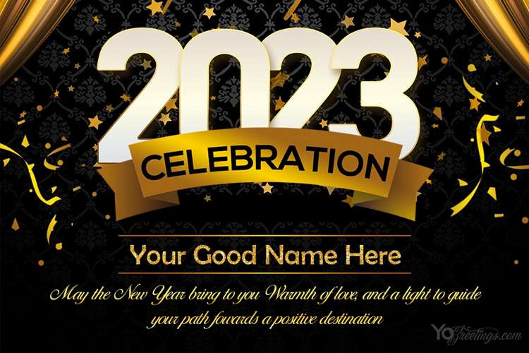 Online New Year 2023 Wishes Card With Name Edit