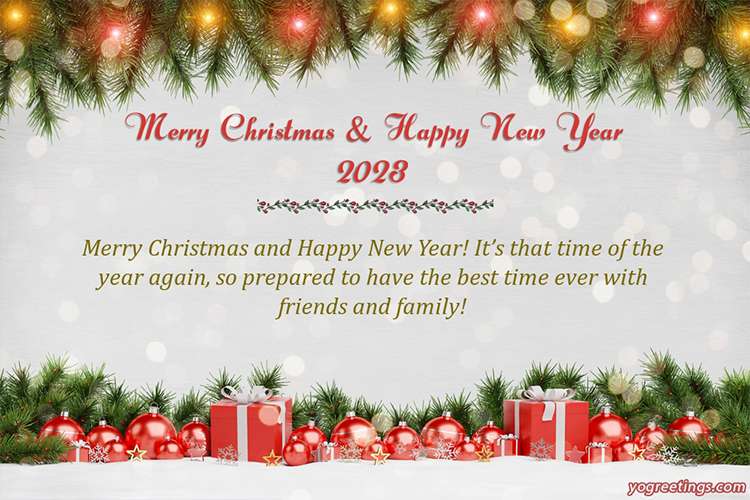 Christmas And New Year 2023 Card With Glittering Baubles