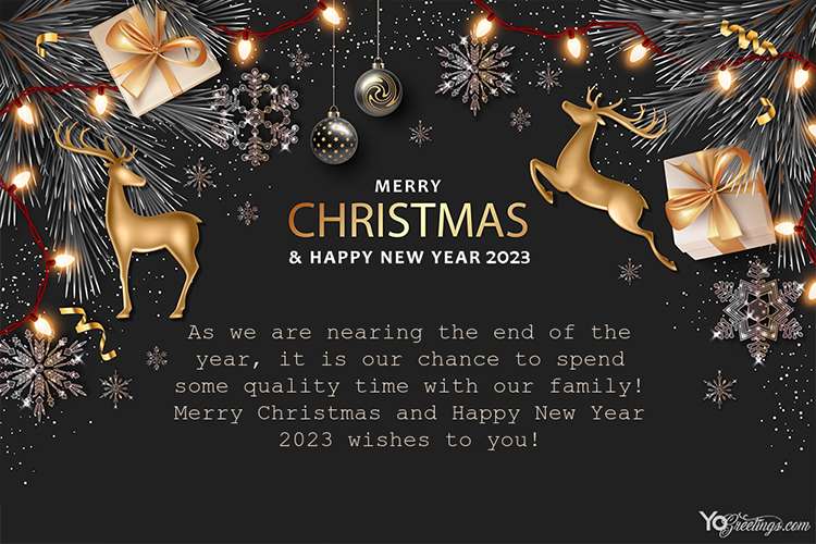 Customize Luxury Merry Christmas and Happy New Year 2023 Greeting Cards