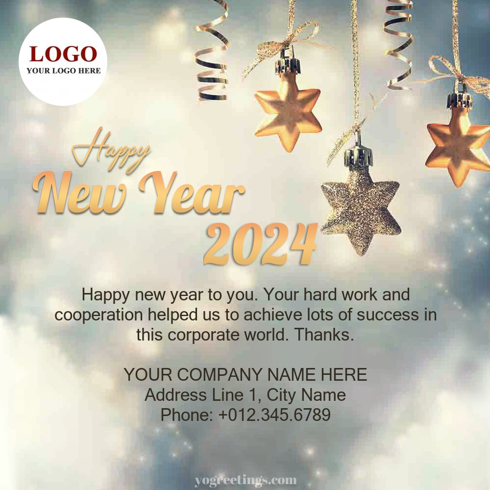 Sparkling 2024 New Year Greeting Card for Company