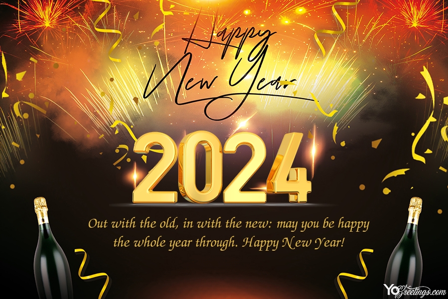 Happy New Year 2024 Celebration Card Download