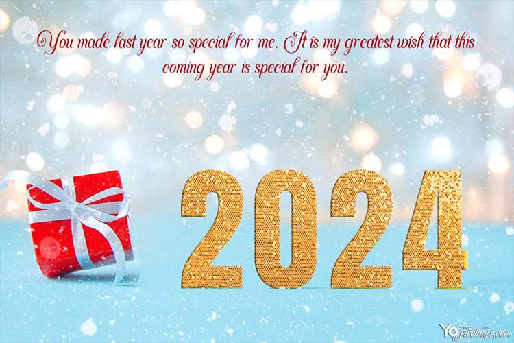 Glitter And Gold Number 2024 New Year Card Free Download